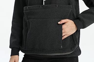 ALYC Cat Dog Carrier Hoodie Large Pet Pouch Sweatshirt Puppy Kitten Holder Pullover Top Kangaroo Hoodies for Women Dark Grey - Image 4