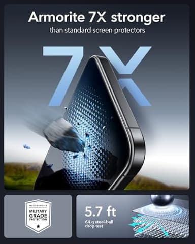 ESR 3 Pack 9H+ Glass for iPhone 16 Pro Privacy Screen Protector, [Military Grade Shatterproof & Longest Durable] Armorite Anti-spy Tempered Glass with UltraFit Tray - Image 6