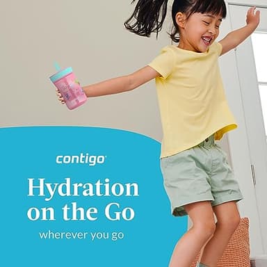 Contigo Leighton Kids Water Bottle, 2-Pack, 14oz, Spill-Proof, Blue Raspberry/Azalea & Butterlies/Llamas, Dishwasher Safe Tumbler with Straw - Image 6