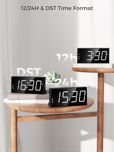 Alarm Clock for Bedroom, 2 Alarms Loud LED Big Display Plug in Simple Basic Digital Clock with USB Charging Port, Adjustable Volume, Dimmable, Snooze for Deep Sleepers Kids Elderly Home Office - Image 8