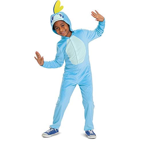 Sobble Pokemon Kids Costume, Official Pokemon Hooded Jumpsuit with Fin, Classic Size Medium (7-8) Multicolored - Image 1