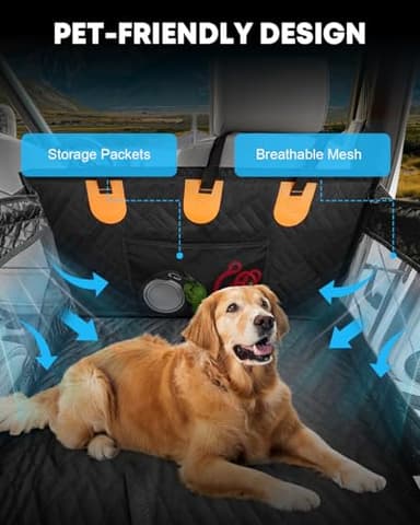 Kohree Dog Car Seat Cover for Medium Dogs, Hard Bottom Dog Car Seat Cover for Back Seat Waterproof 600D Car Hammock for Dogs Pet Back Seat Extender for Cars SUV Truck-Upgraded Version - Image 4