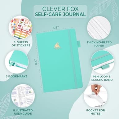 Clever Fox Self-Care Journal – Daily Reflection Notebook – Mental Health & Personal Development Planner, Meditation & Mood Log, A5 (Turquoise) - Image 5