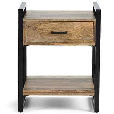 SIMPLIHOME Riverside SOLID MANGO WOOD and Metal 20 inch Wide Rectangle Modern Industrial End Side Table in Natural for the Living Room and Bedroom - Image 5