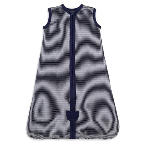 Burt's Bees Baby Baby Beekeeper Wearable Blanket, 100% Organic Cotton, Swaddle Transition Sleeping Bag, Midnight Stripe, Medium - Image 1