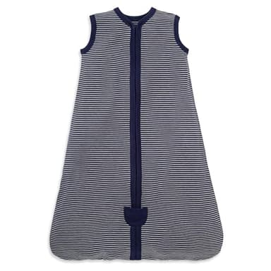 Burt's Bees Baby Baby Beekeeper Wearable Blanket, 100% Organic Cotton, Swaddle Transition Sleeping Bag, Midnight Stripe, Medium - Image 1