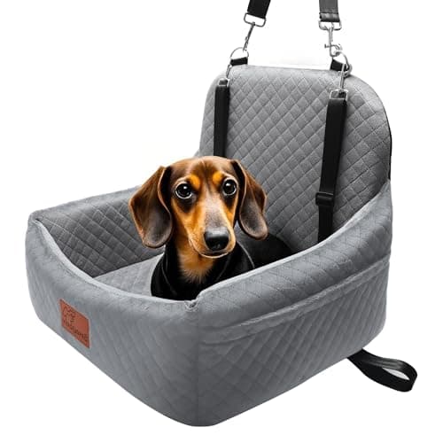 VERGODPRO Car Dog Seat,Pet Booster Carseats for Dogs up to 25lbs,Safe and Comfy Puppy Travel Car Bed with Storage Pockets and 2 Safety Belt,Ultra Soft Fabric, Easy to Install,Fully Removable Washable.