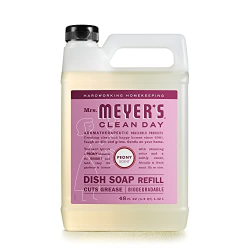 MRS. MEYER'S CLEAN DAY Liquid Dish Soap Refill, Biodegradable Formula, Peony, 48 fl. oz - Image 1