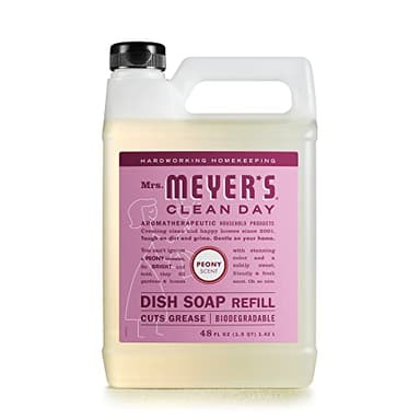 MRS. MEYER'S CLEAN DAY Liquid Dish Soap Refill, Biodegradable Formula, Peony, 48 fl. oz - Image 1