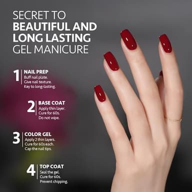GAOY Red Gel Nail Polish, 16ml Soak Off Gel Polish, UV Light Cure for Nail Art DIY Manicure at Home, 2023 Burgundy Red - Image 4