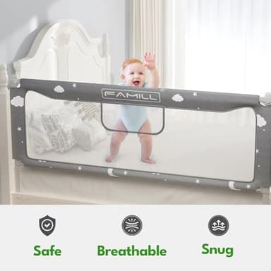 FAMILL Bed Rail for Toddlers, Toddler Bed Rails, 2 Minutes Assembly Foldable Guard for Baby, Suitable for Queen/King/Full/Twin Size, Star, 54", 1 Side - Image 7