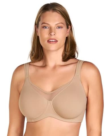 HSIA Minimizer Bras for Women Plus Size, Full Coverage Coolcomfort T Shirt Unlined Bra with Underwire for Heavy Breast, Taupe 34D - Image 2
