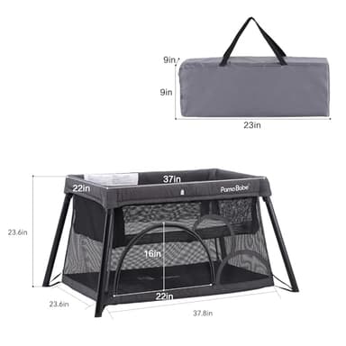 Pamo Babe Travel Crib - Lightweight Baby Playpen with Bassinet, Portable Mini Playard - Image 2
