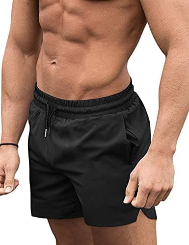 COOFANDY Men Bathing Suit Swimwear Square Leg Chubbies Sexy Elastic Board Short A Black - Image 1