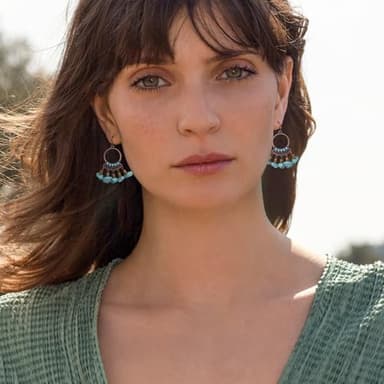 Boho Turquoise Drop Dangle Earrings Vintage Turquoise Beads Copper Earrings Western Dangling Earrings for Women Trendy - Image 5