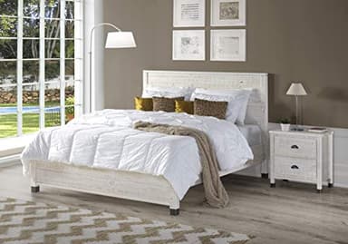 Baja Night Stand / 2 Drawer / Solid Wood / Rustic Bedside Table for Bedroom, Living Room, Sofa Couch, Hall / Metal Drawer Pulls, Shabby White - Image 2