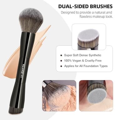 MAANGE 20 PCS Foundation Makeup Brush Set, Double-ended Kabuki Contour Brush for Liquid Powder Concealer Blending Blush Face Makeup Tools (Black) - Image 5