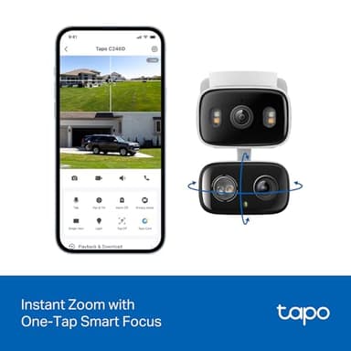 Tapo 2K 3MP Indoor/Outdoor Dual Lens Pan/Tilt Security Camera – 125° Wide-Angle + 6mm Telephoto, Free Person/Vehicle Detection, 360° Track, SD/Cloud, Works w/Alexa & Google Home – HybridCam Duo - Image 4
