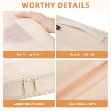 BAGAIL 4 Set/6 Set/8 Set Compression Packing Cubes Travel Accessories Expandable Packing Organizers (Square Mesh, 06-Beige) - Image 6