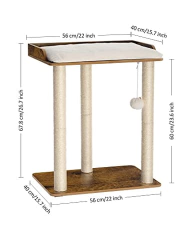 FourFurPets 26.7in Large Cat Tree Tower Condo, Cat Scratch Posts for Indoor Cats, Big Plate, Three 23.6in Full Sisal Scratching Posts, Rustic Brown - Image 7