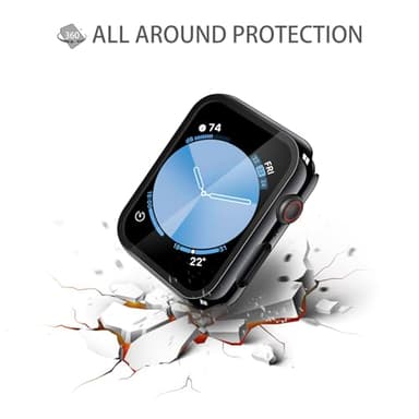 Misxi 2 Pack Tempered Glass Case Compatible for Apple Watch SE 3 (2025) SE 2 SE Series 6 Series 5 Series 4 40mm, Hard PC Screen Protector Overall Protection Scratch-Resistant Cover for iWatch, Jet Black - Image 4