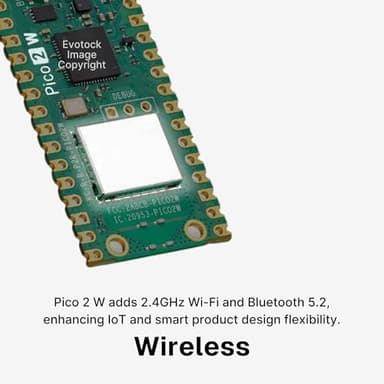 Pi Pico 2 W - RP2350 Microcontroller Board, Bluetooth 5.2, WiFi, Dual-Core ARM & RISC-V 150MHz CPU, 520KB RAM, 4MB Flash, 26 GPIO, C/C++, MicroPython and CircuitPython Support - Image 4