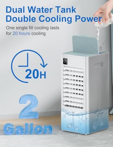 AIRTHRYL Smart Portable Air Conditioners, 3-IN-1 Evaporative Air Cooler, Quiet Operation, 1-12H Timer for Auto Shut-off, 5 Modes & 3 Fan Speeds, Removable Water Tank - Image 4