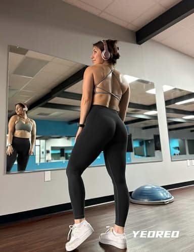 YEOREO Amplify Leggings for Women Seamless Scrunch Leggings Butt Lifting Gym High Waisted Athletic Leggings Black Marl - Image 3