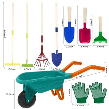 Qtioucp Kids Gardening Tools Outdoor Toys Set Backyard Play with Wheelbarrow Educational STEM Learning Pretend Toys Outdoor Indoor for Toddlers Kids Boys Girls - Image 3