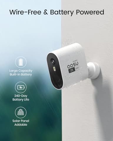 AOSU Security Cameras Wireless Outdoor Home System, True 2K HD Night Vision, No Subscription, 240-Day Battery Life, 166° Wide View, Spotlight & Siren Alarm, Motion Alert, Support 2.4G & 5G WiFi Router - Image 4