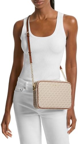 Michael Kors Jet Set Large Crossbody, Gold-Tone Hardware/Vanilla, One Size - Image 4