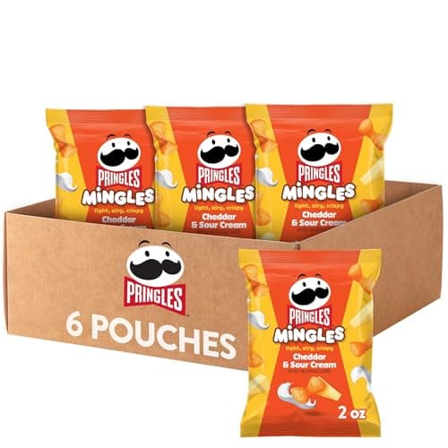 Pringles Mingles Puffed Snacks, Cheddar and Sour Cream, Cheese Puffs, Salty Snacks (6 Bags) - Image 1