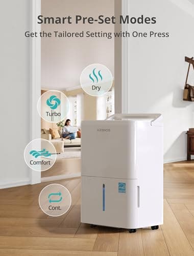Kesnos 30 Pints Energy Star Dehumidifier for Spaces Up to 2,500 Sq. Ft, Quiet Dehumidifier for Home, Bedroom, Bathroom, Basement with Drain Hose, Featuring Mutile Mode, Auto Defrost, Timer Function - Image 4