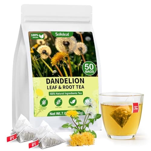 Dandelion Leaf and Root Tea Bag, Natural Dandelion Roasted Herbal Detox Teabag for Liver & Kidney Health, Support Digestion Dandelion Root Tea, Caffeine Free, No Additives（50 Teabags) - Image 1