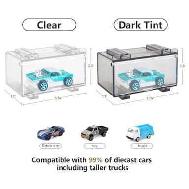 Saichotoy Display Case Compatible with Hot Wheels - Stackable Toy Car Storage, Transparent Organizer for Matchbox 1/64 Scale Diecast Cars (32 Packs, Clear Case Only) - Image 2