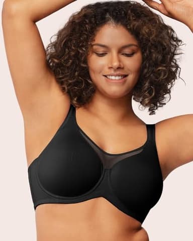HSIA Minimizer Bras for Women Plus Size, Full Coverage Coolcomfort T Shirt Unlined Bra with Underwire for Heavy Breast, Black 34G - Image 3