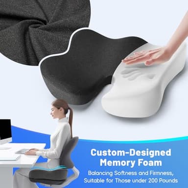 Soft Support Memory Foam Seat Cushion - Wide Cushion for Wide Hip Office Workers, Car Drivers - Sciatica,Tailbone Pain Relief,Office Chair Cushion & Car Seat Cushion (Gray) - Image 2