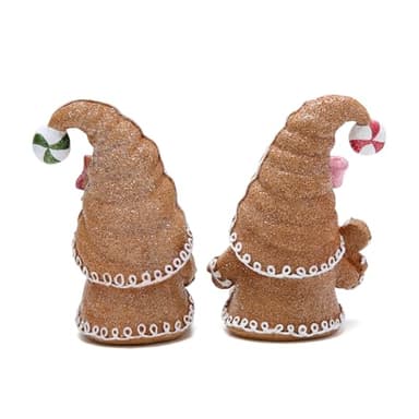 Hodao 2 PCS Christmas Gingerbread Man Gnomes Decorations Xmas Swedish Tomte Gnomes Figurines Decor Handmade Gingerbread Man Elves for Xmas Gift - Christmas Party Home Decor (Brown) - Image 3