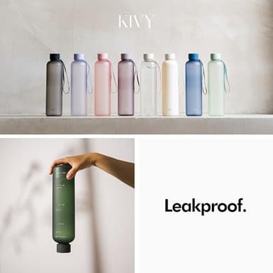 KIVY Large Water Bottle 50oz [Lightweight & Shatterproof] Fits Backpack & Cupholder for Travel, Sports, School - Black water bottle no straw - 1.5 Liter water bottles - 50oz Water bottle - Image 5