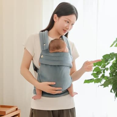 Liderbebe Baby Carrier Newborn to Toddler - Ergonomic,Velvet Fabric Breathable Mesh Cozy and Lightweight Infant Carrier for 7-35lbs,Enhanced Lumbar Support Hands-Free Parenting,All Seasons,Blue - Image 8