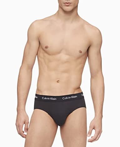 Calvin Klein Men's Cotton Stretch 3-Pack Brief, 3 Black, M - Image 2