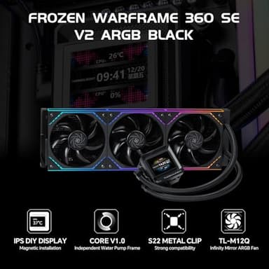 Thermalright FW360 SE ARGB V2 360mm CPU AIO Liquid Cooler for Desktop - TL-M12Q 2000RPM Daisy-Chain Fans, 2" LCD Display Screen, for AM4/AM5 & Intel 1700/1851(Black) - Image 2