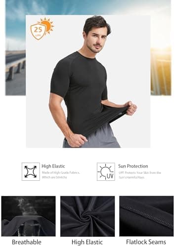 Dalavch 5 Pack Men’s Compression Shirts Short Sleeve Cool Dry Sports Athletic Workout Base Layer Undershirt T-Shirt Tops - Image 6