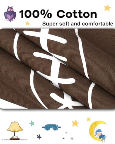 DAUGHTER QUEEN Boys Football Pajamas Set Short Sleeve Pjs for Boys Summer Pj Kids 100% Cotton Sleepwear Sleeping Clothes Jammies Size 9 10 Age 8-10 Years Old Large - Image 5