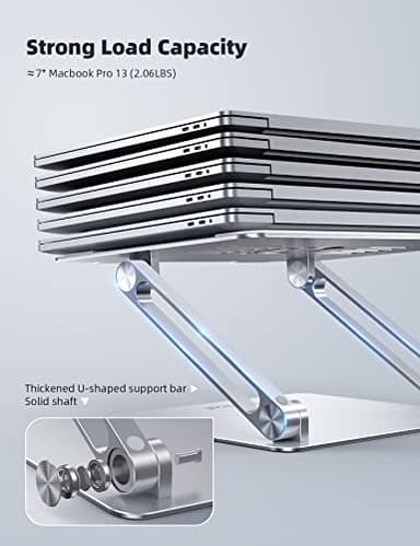 Lamicall Adjustable Laptop Stand, Portable Laptop Riser, Aluminum Laptop Stand for Desk Foldable, Ergonomic Computer Notebook Stand Holder for MacBook Air Pro, Dell XPS, HP (10-17.3'') - Silver - Image 5