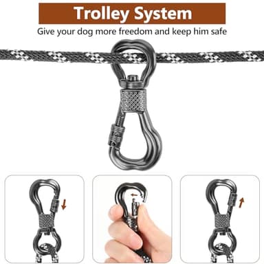 XiaZ Dog Camping Leash, 50ft Portable Overhead Trolley System for Dogs up to 200lbs, Dog Tie Out Cable, Camping, Parks, Outdoor Events,5 min Set-up,Black - Image 2