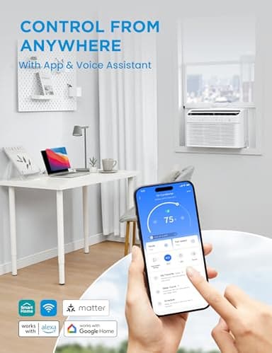 Midea 8,000 BTU Smart Inverter Air Conditioner Window Unit with Heat and Dehumidifier – Cools up to 350 Sq. Ft., Energy Star Rated, Quiet Operation, Electronic Controls, Remote Control, White - Image 5