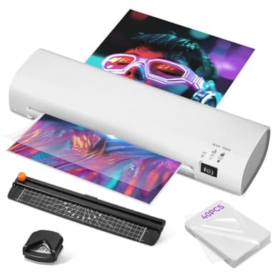 9 Inch Laminator Machine with Never Jam Technology, 40 Laminating Sheets, 4-in-1 A4 Thermal Laminator with Trimmer and Corner Rounder for Office, School, Business and Home Use -Titanium Gray