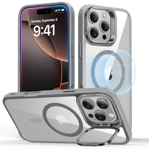ESR for iPhone 16 Pro Max Case, Compatible with, Military-Grade Protective Case, Built-in Stash Stand Phone Case, Scratch-Resistant Back Cover, Classic Series, Clear Grey - Image 1