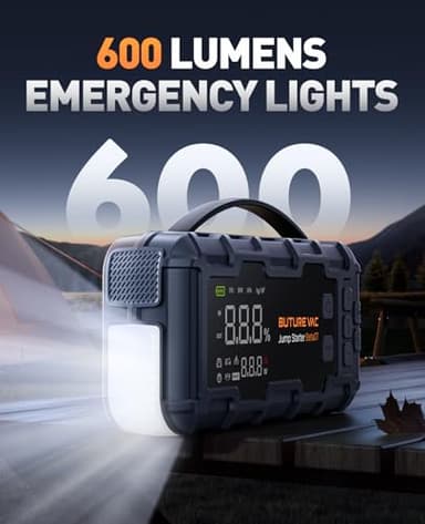 10-in-1 Portable Car Battery Jump Starter with Air Compressor 8000A 160PSI 45W Charger, Jump Starter Jump Box (All Gas 14L Diesel), Car Battery Jumper Starter Portable Jumper Cables, Gloves, Lights - Image 6